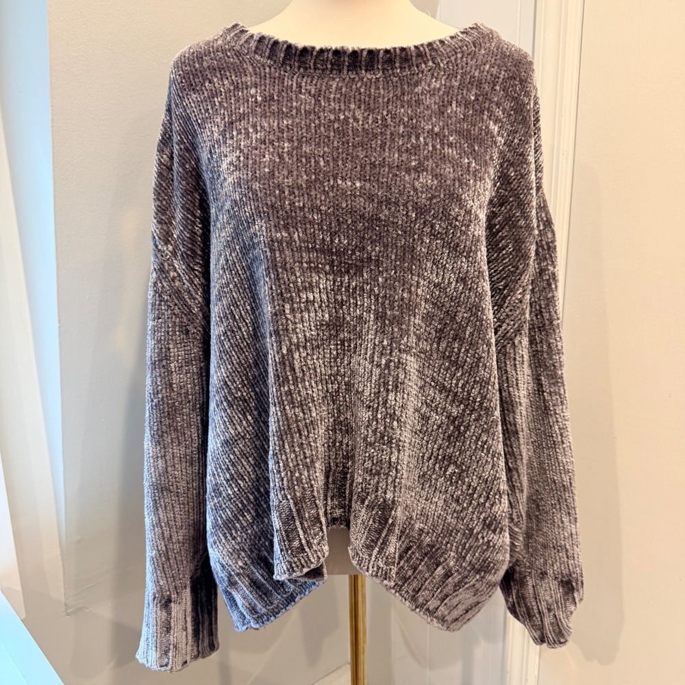 Philosophy Gray Chenille Knit Sweater Soft Velvet Feel | XL